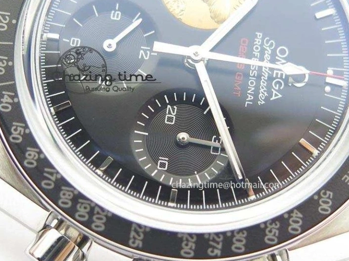 0315 Effortless Speedmaster Apollo 11 On SS Bracelet Manual Winding Chrono Movement 8225